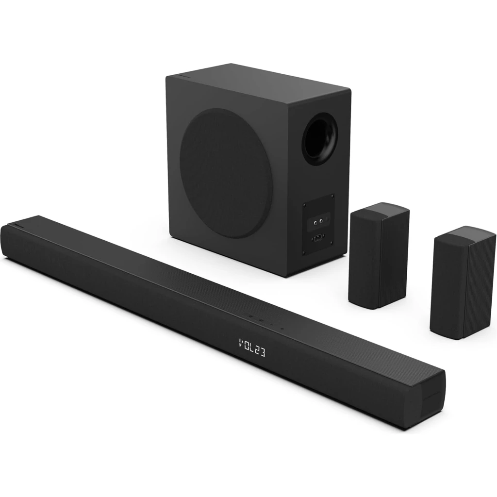 Hisense HS5100 5.1 Channel 540W Soundbar with Wireless Subwoofer, Rear Speakers, Bluetooth 5.3, and Dolby Audio - Black