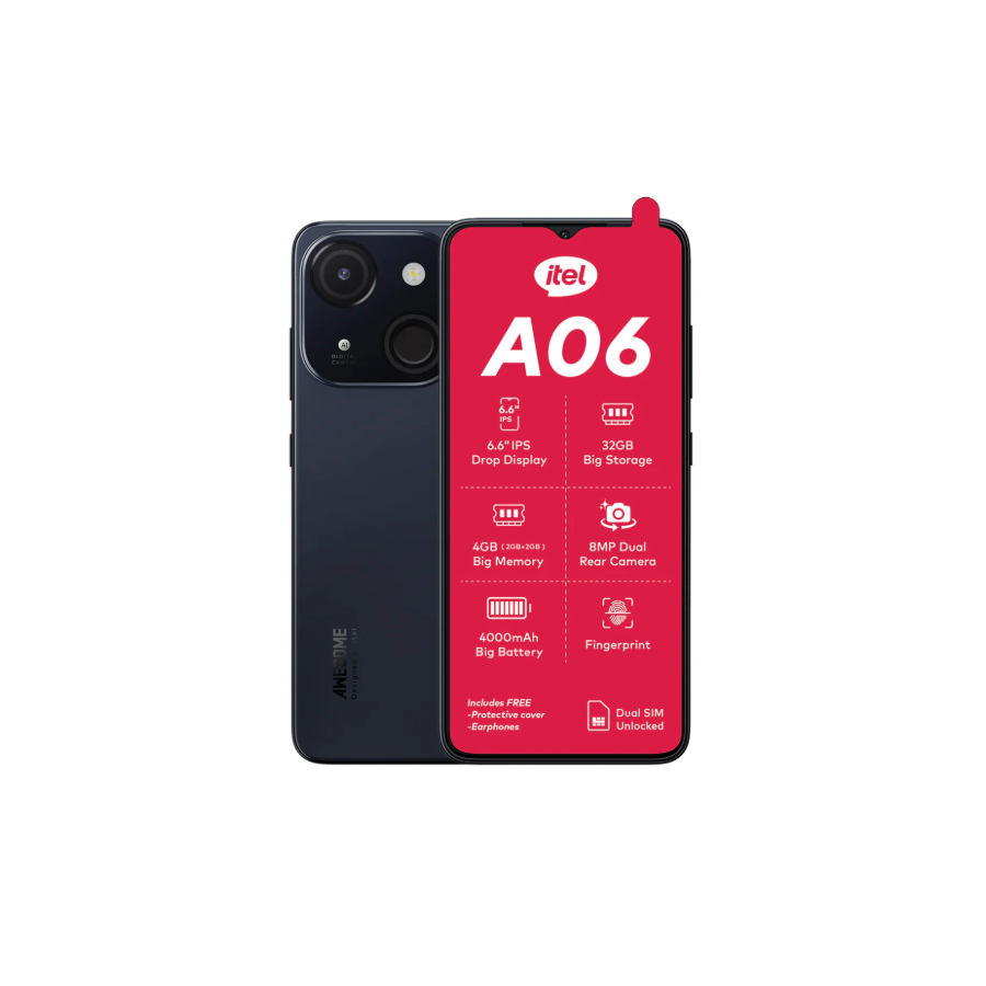 Itel A06s 32+2 6.6-inch 4000mAh Battery 32GB ROM 2GB RAM 5MP Camera